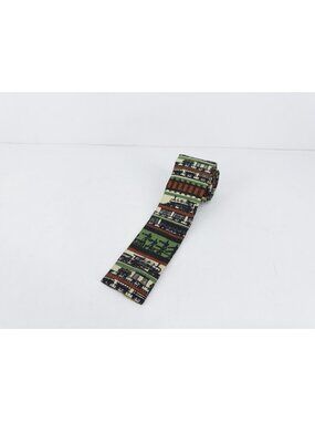 VTG Rooster Hand Printed Mens Short Square End Necktie Train Locomotive 2”x51.5”